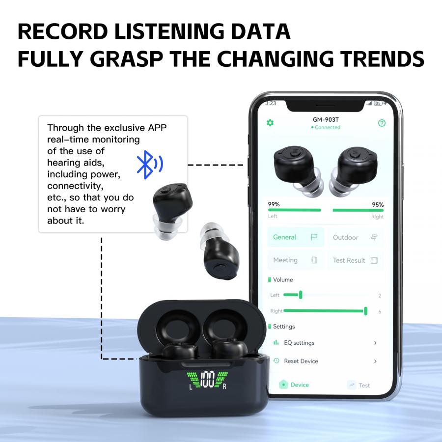 Rechargeable CIC Bluetooth Hearing Aids with App