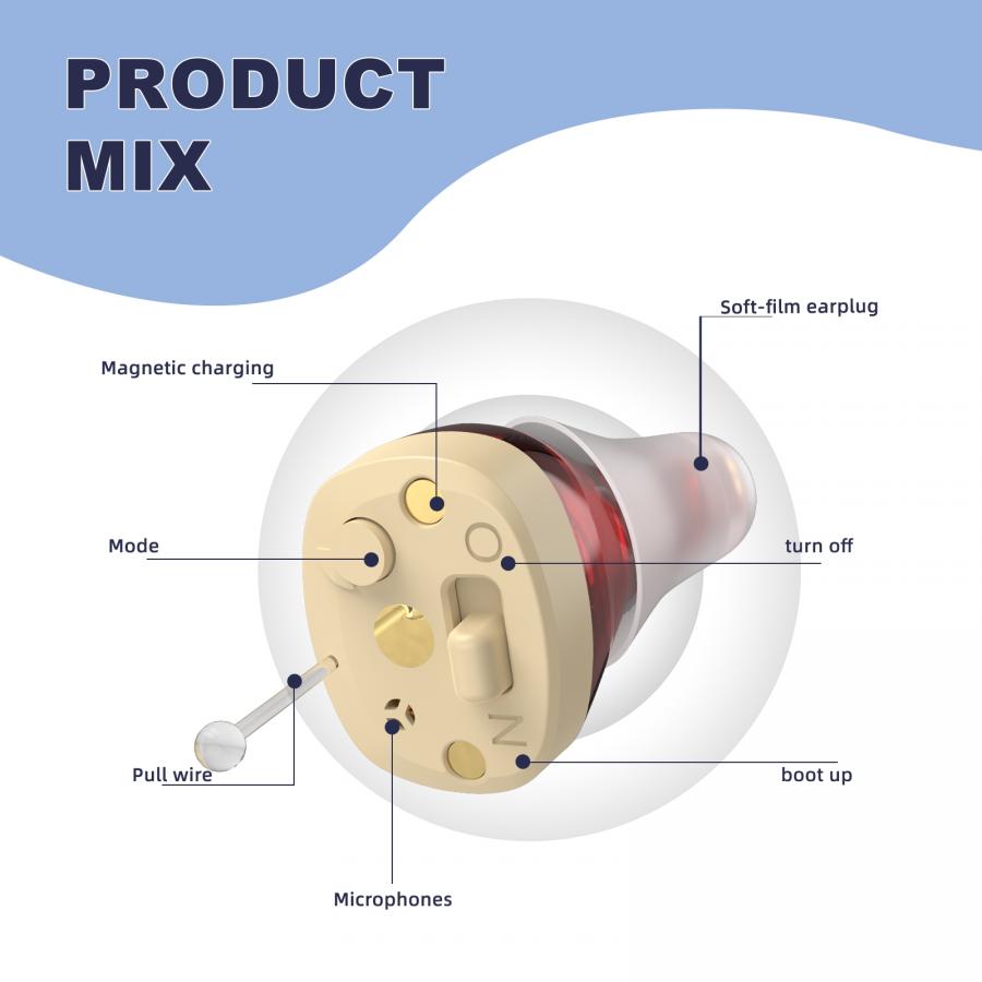 CIC Rechargeable Digital Hearing Aids for Seniors with 8 Channels