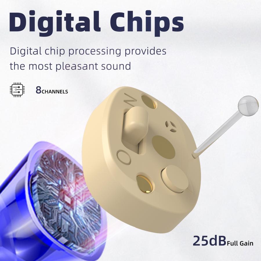 CIC Rechargeable Digital Hearing Aids for Seniors with 8 Channels