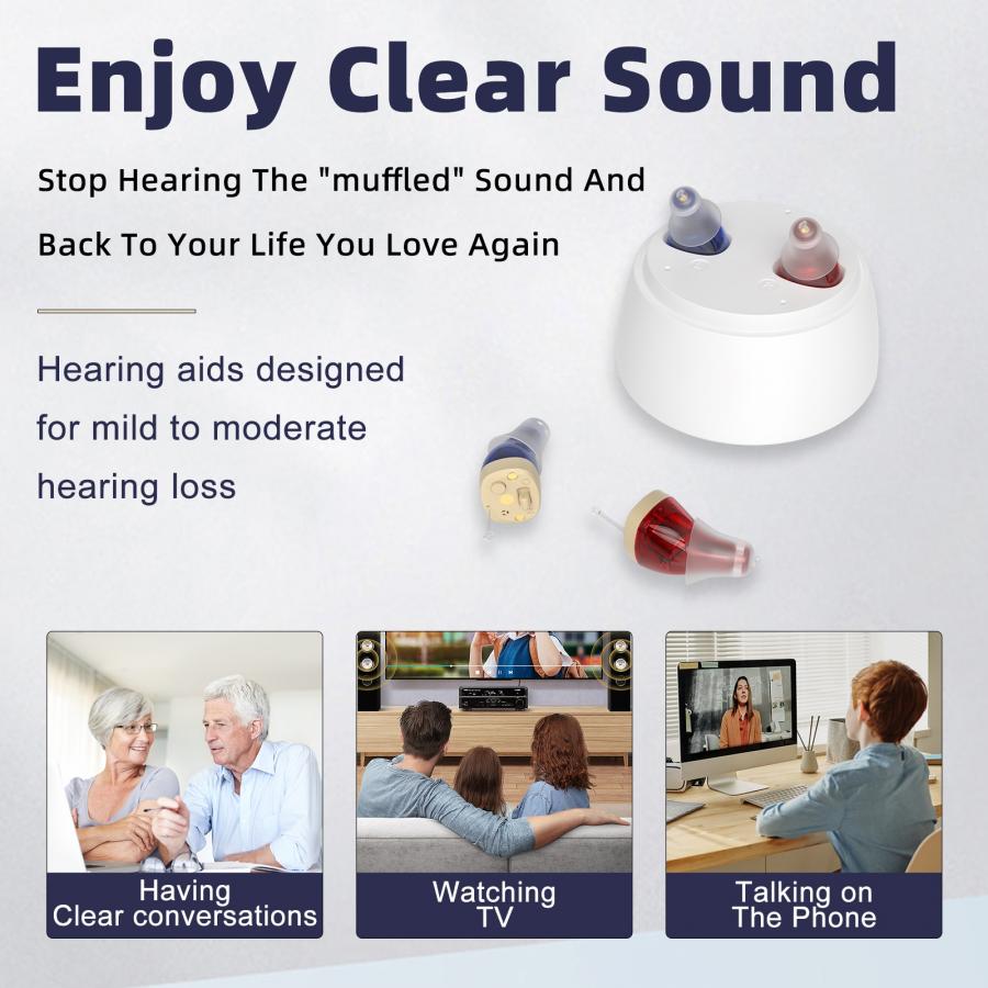 CIC Rechargeable Digital Hearing Aids for Seniors with 8 Channels