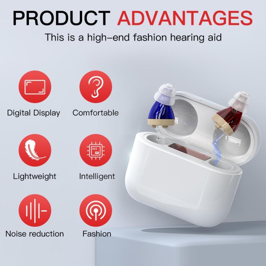 CIC Hearing Aid Rechargeable Digital Display for Hearing Loss