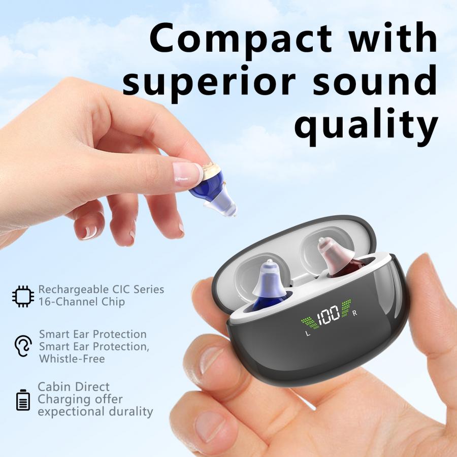 Mini CIC Invisible Hearing Aid Rechargeable
