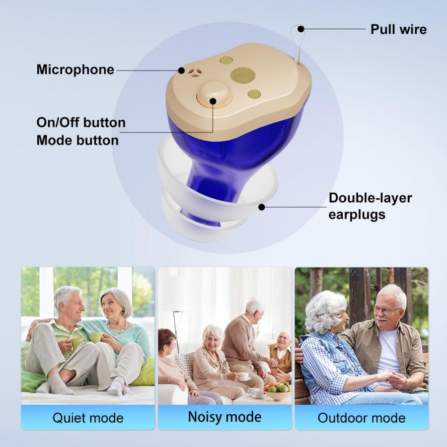 Digital CIC Hearing Aids 16 Channels Rechargeable for Mild Hearing Loss