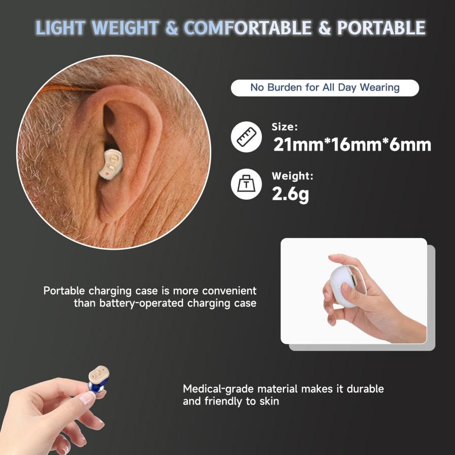 Rechargeable Invisible CIC Hearing Aids