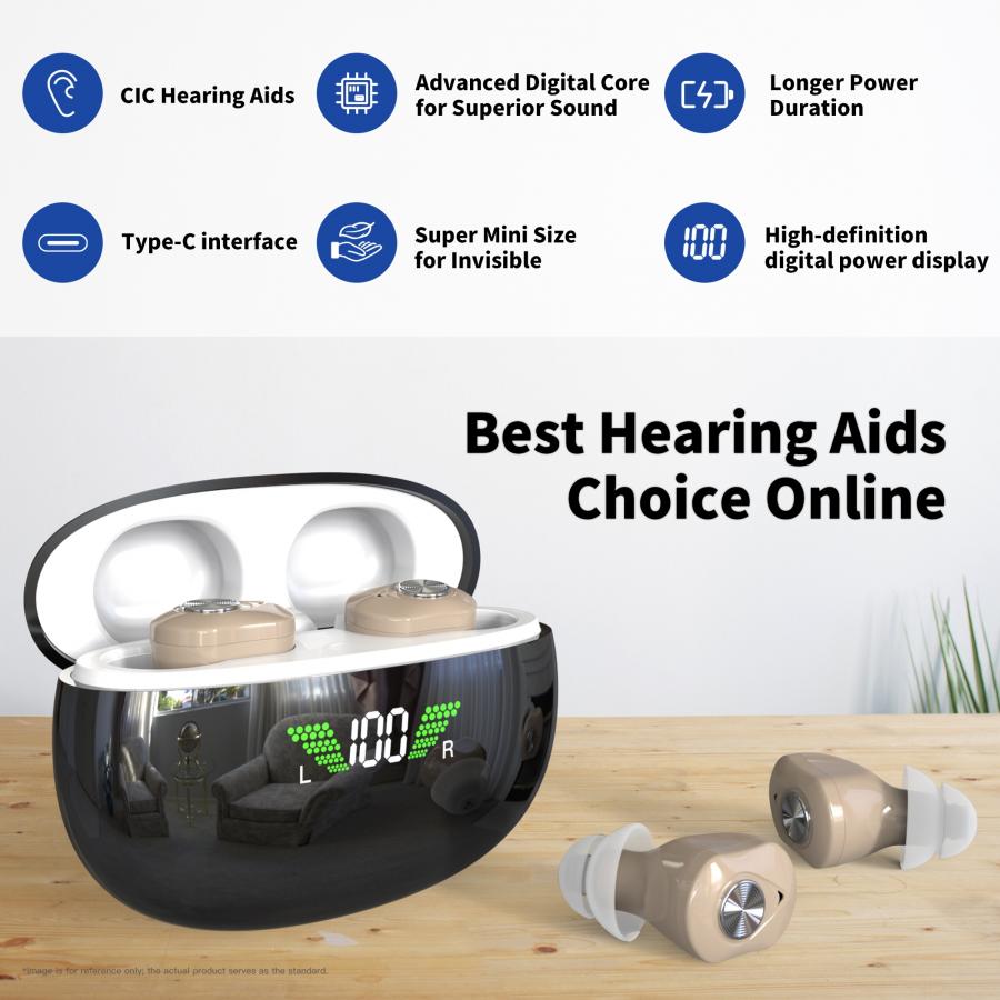 OTC CIC Mini Hearing Aids Rechargeable Digital Wireless Devices