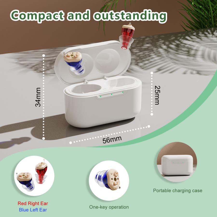 CIC Hearing Aid for Seniors Rechargeable Noise Reduction Device