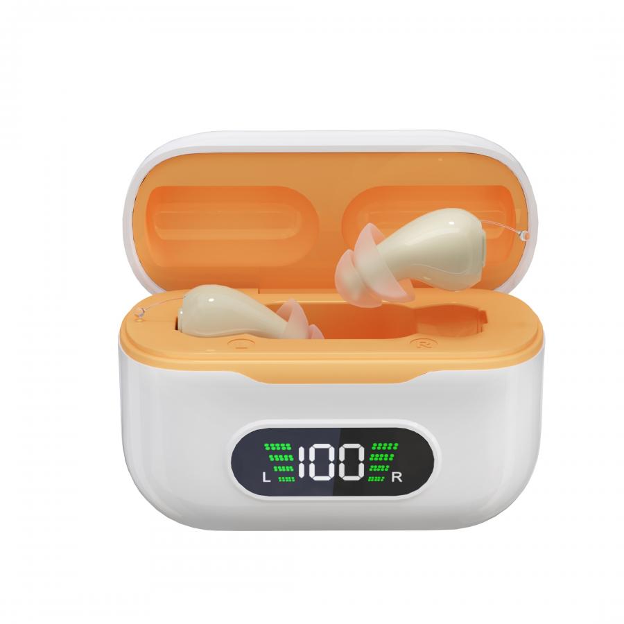 Super Invisible CIC Mini Hearing Aids Rechargeable Digital UV Case