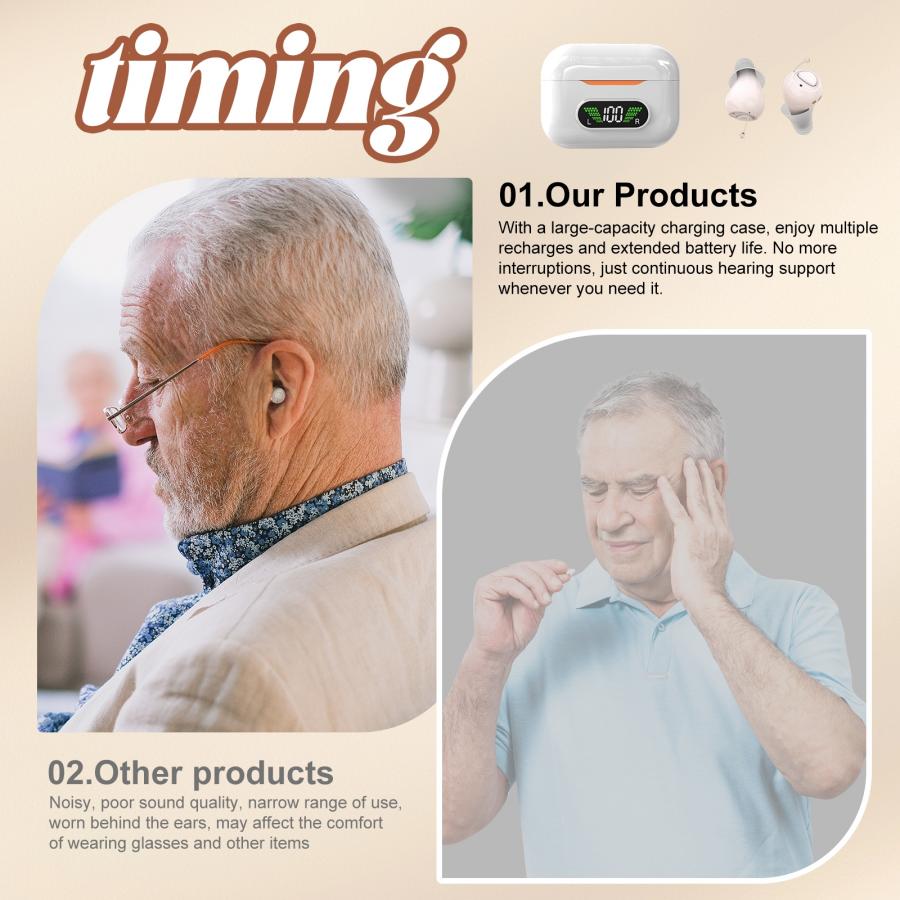 Super Invisible CIC Mini Hearing Aids Rechargeable Digital UV Case