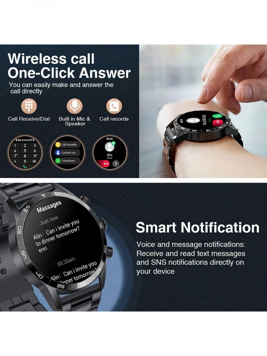 LIGE HD-Bildschirm Anruf Smart Watch für Männer Mode Business Uhr
