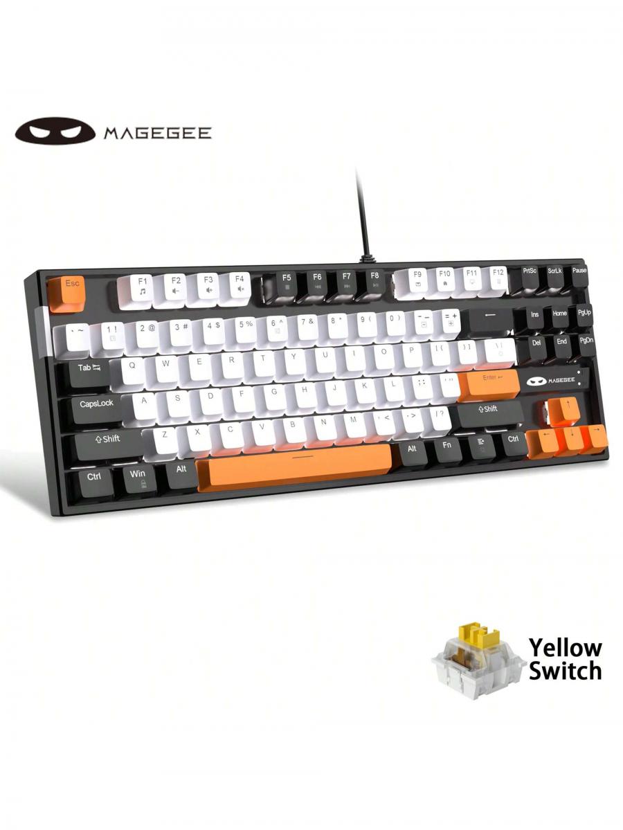 MageGee 75 Mechanical Gaming Keyboard Yellow Switch LED Backlit TKL
