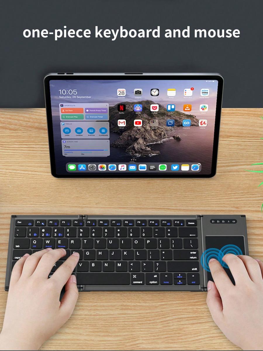 Foldable Bluetooth Keyboard with Touchpad Full Size Portable Travel