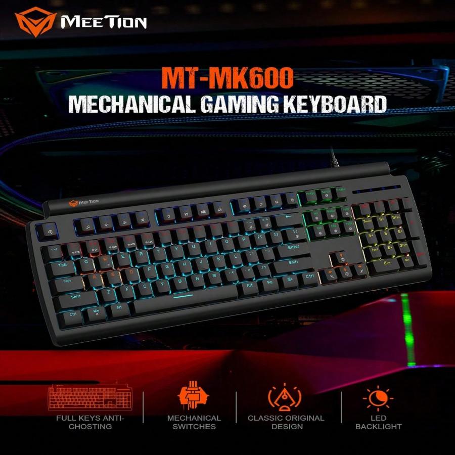 Mechanical Keyboard MK600 Full Size White Ice Blue Lighting Wired Gaming