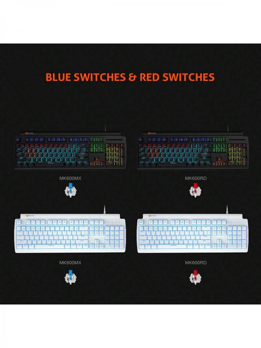 Mechanical Keyboard MK600 Full Size White Ice Blue Lighting Wired Gaming