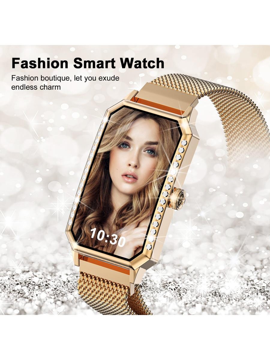 Blackview R9 Ladies Smart Watch Rose Gold Diamonds Metal Strap