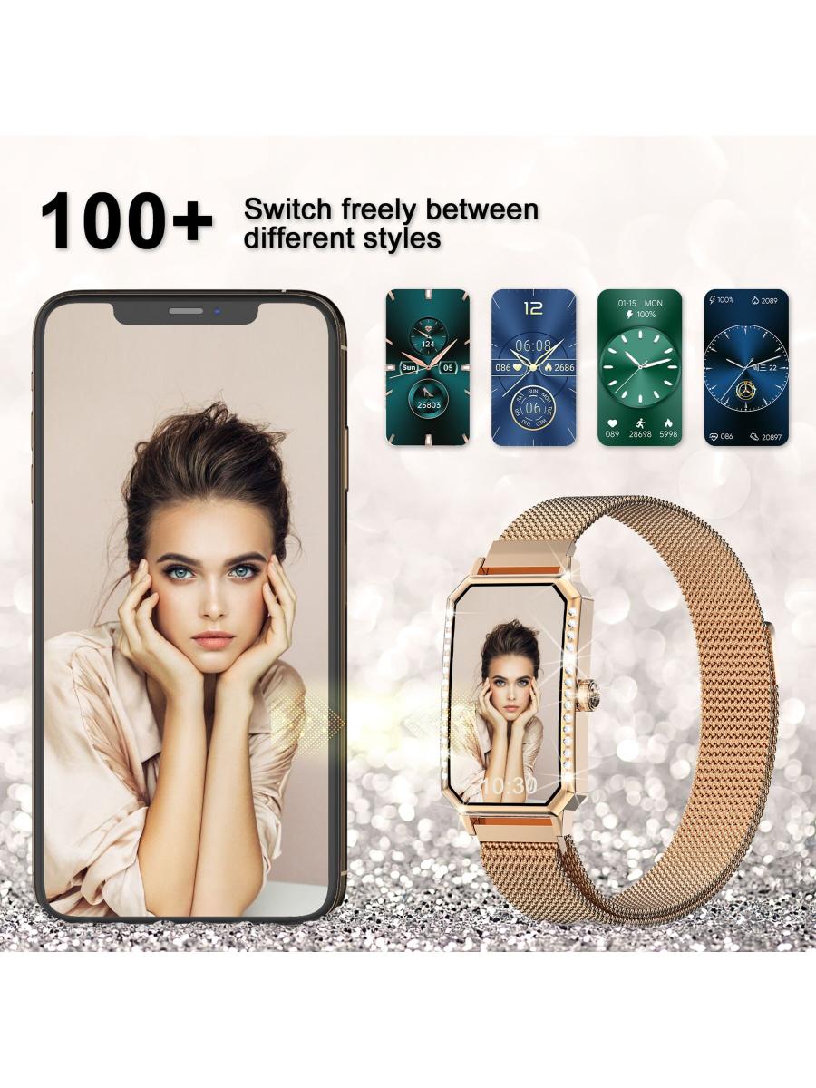 Blackview R9 Ladies Smart Watch Rose Gold Diamonds Metal Strap