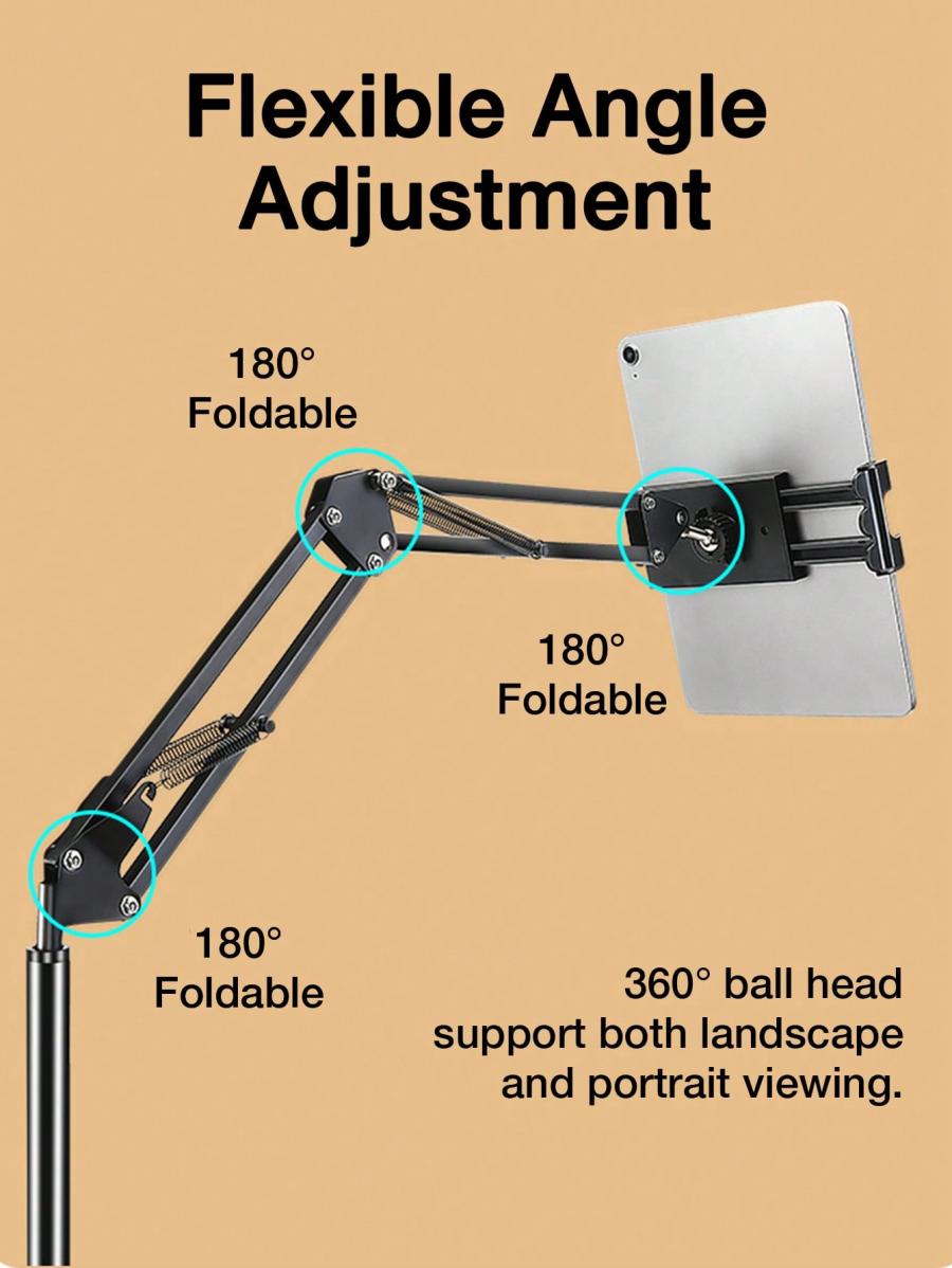 Adjustable Tablet Floor Stand with Heavy Base for Phones and Tablets
