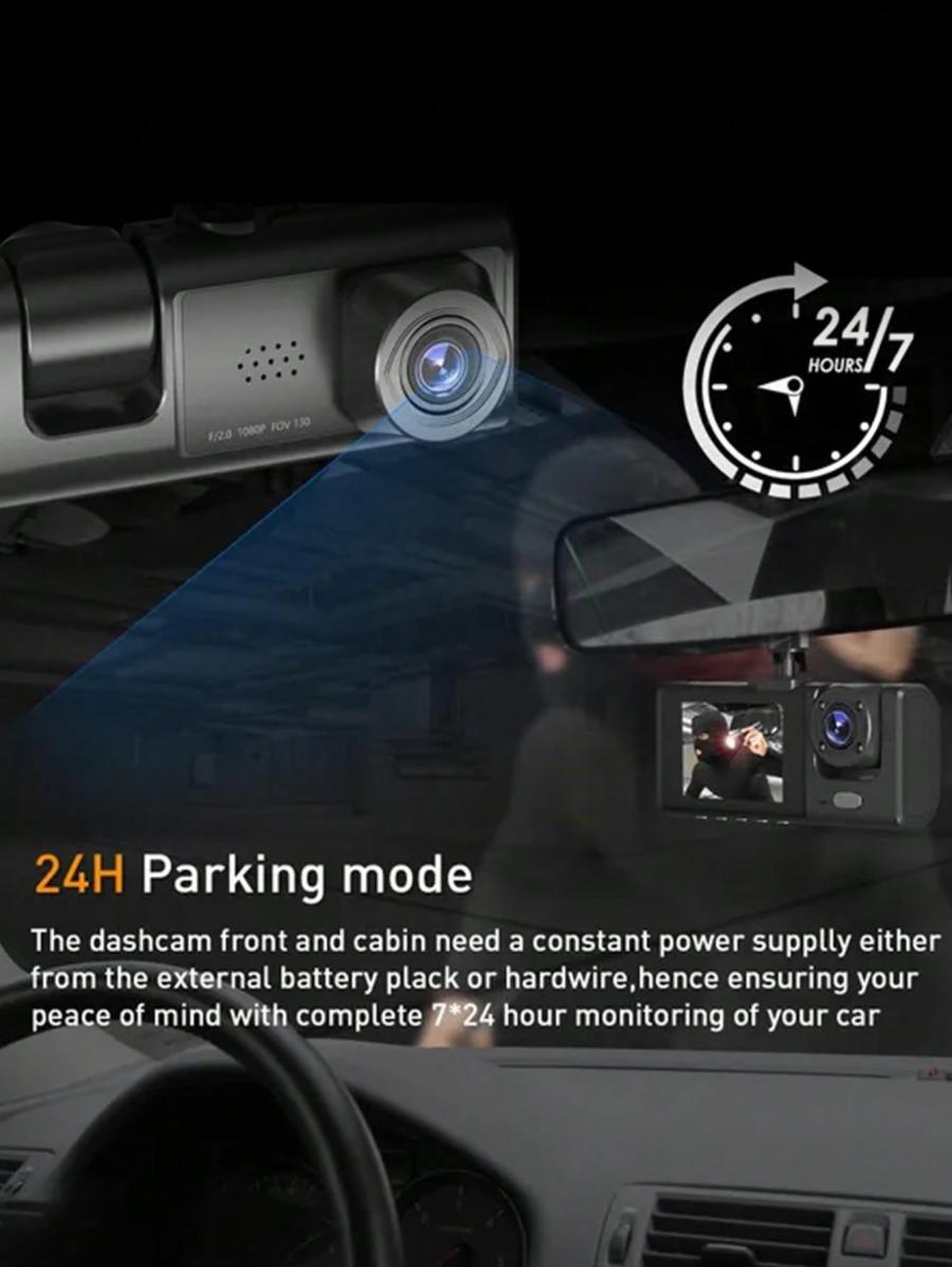 1080P Mini Car Dashcam with 3 Lens and G Sensor Type C Port