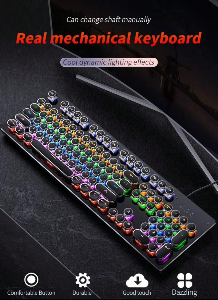 YINDIAO Green Axis Wired Mechanical Keyboard for Gaming and Laptops