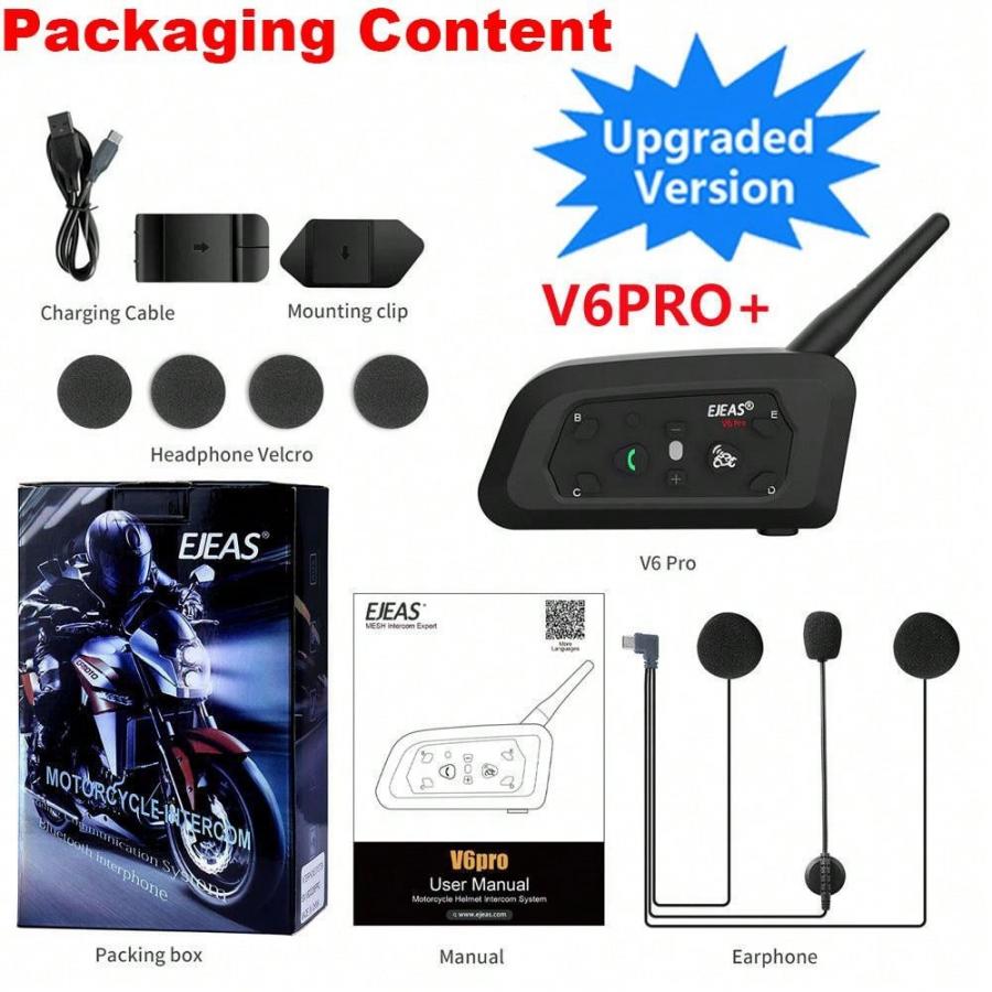 EJEAS V6 Pro Plus Motorcycle Helmet Bluetooth Headset Intercom
