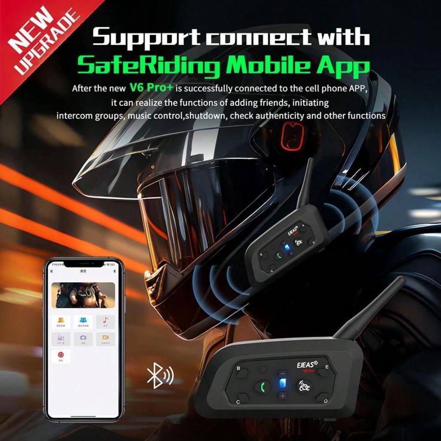 EJEAS V6 Pro Plus Motorcycle Helmet Bluetooth Headset Intercom