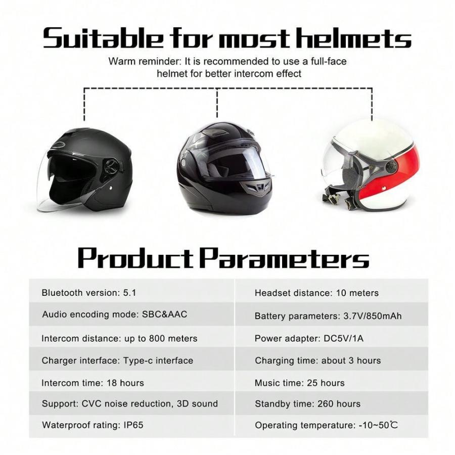 EJEAS V6 Pro Plus Motorcycle Helmet Bluetooth Headset Intercom