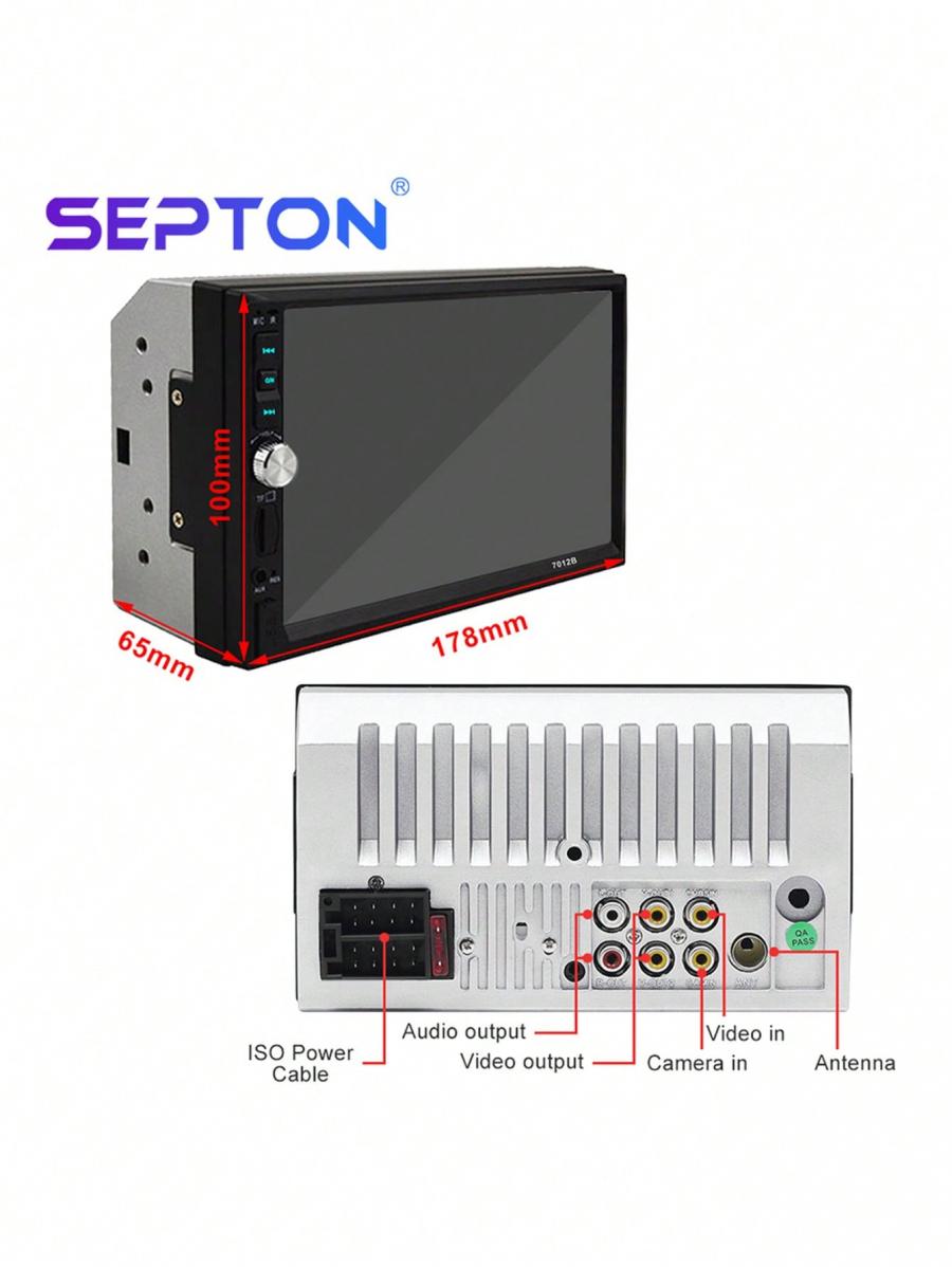SEPTON 7 HD 2 Din Touch Screen Car Radio Stereo Player With Camera Support