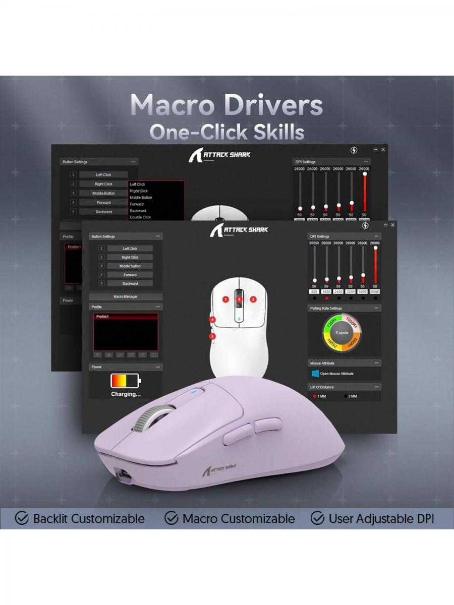 Attack Shark X3 Superlight Wireless Gaming Mouse 49g Ergonomic Design