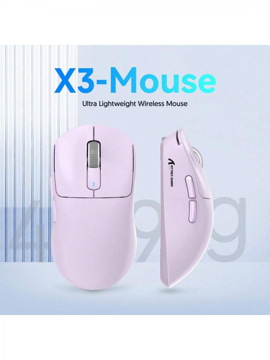 Attack Shark X3 Superlight Wireless Gaming Mouse 49g Ergonomic Design