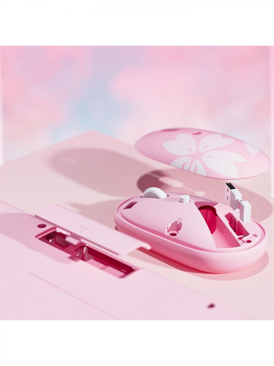Sakura Pink Wireless Keyboard Mouse Combo Retro Typewriter Style
