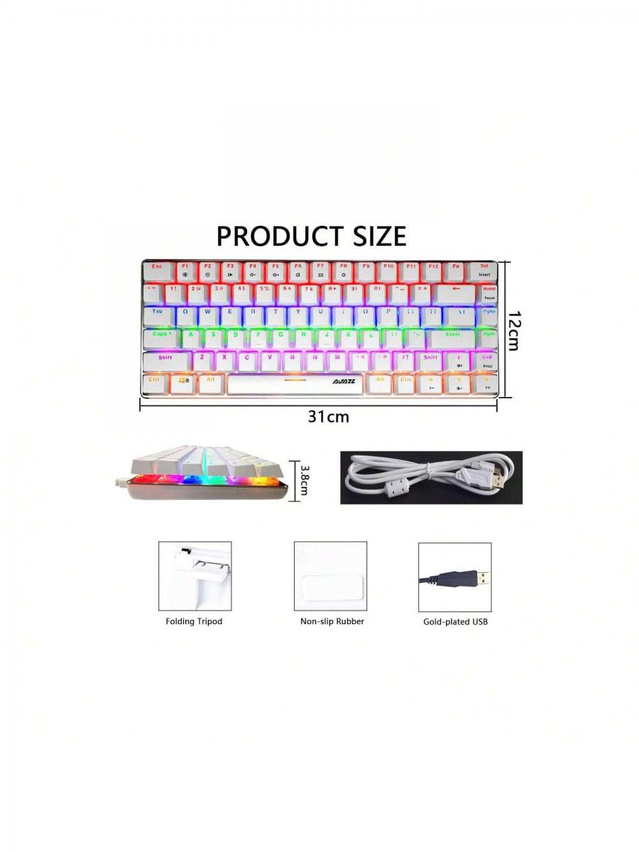 Ak33 Compact Mechanical Keyboard Backlight USB Anti Ghosting White Blue