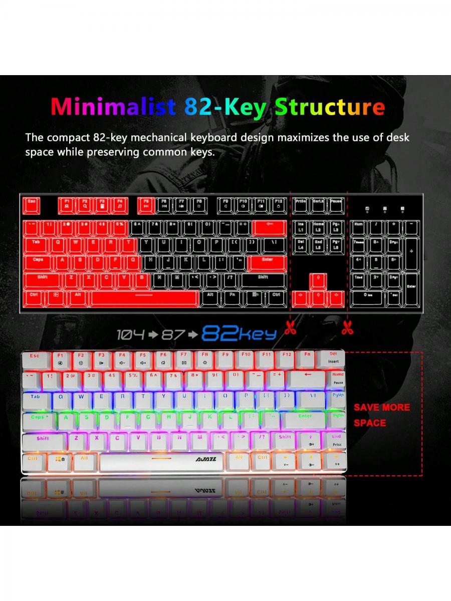 Ak33 Compact Mechanical Keyboard Backlight USB Anti Ghosting White Blue