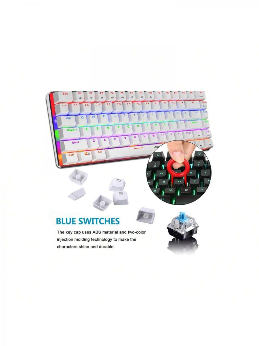 Ak33 Compact Mechanical Keyboard Backlight USB Anti Ghosting White Blue