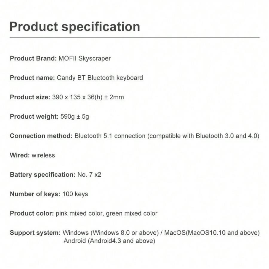 MOFII Candy Bluetooth Wireless Keyboard Stylish Round Design MultiDevice