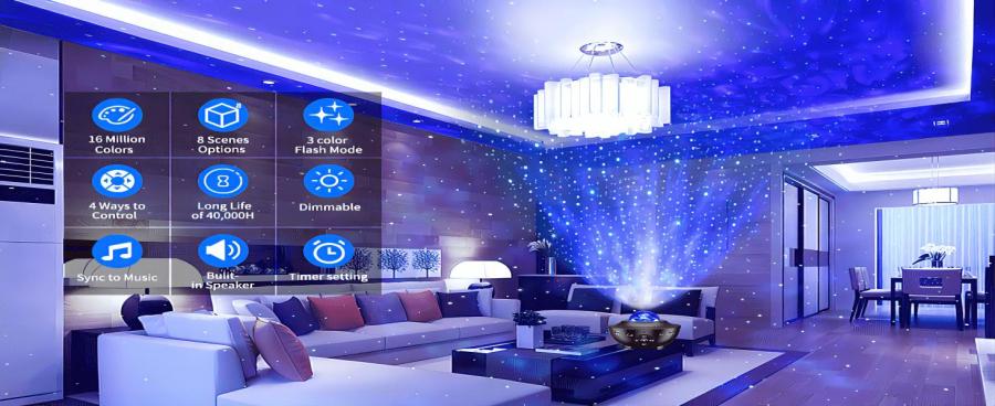 Galaxy Star Projector Bluetooth Music Night Light for Bedroom