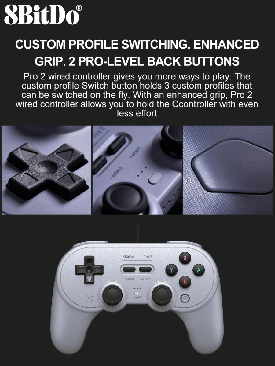 8bitdo Switch Controller Pro 2 Wired Gamepad for Multiple Devices