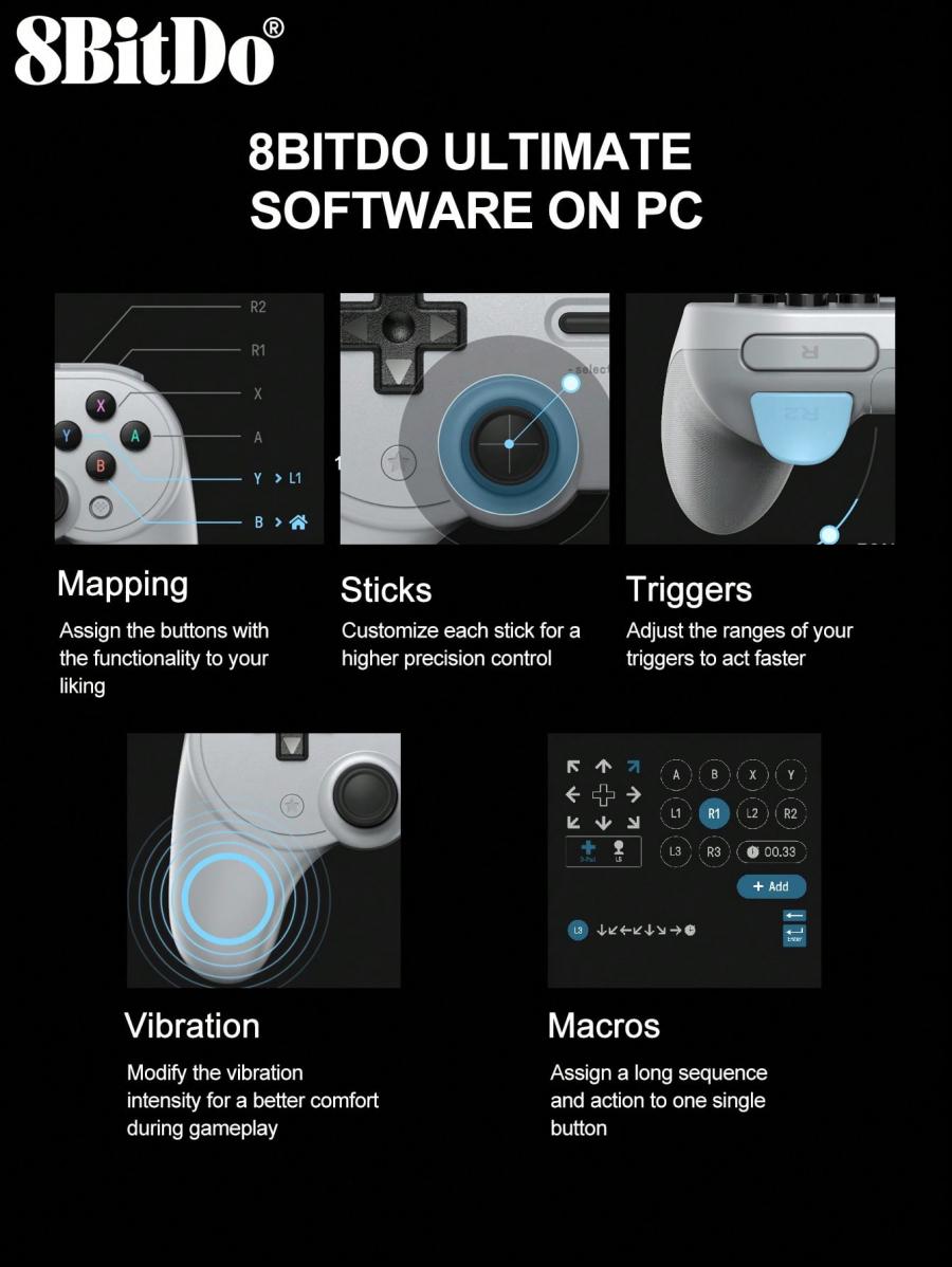 8bitdo Switch Controller Pro 2 Wired Gamepad for Multiple Devices