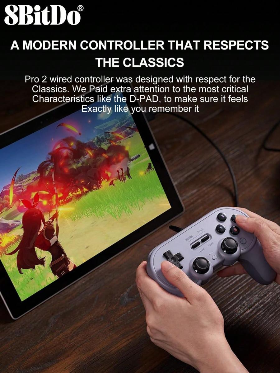8bitdo Switch Controller Pro 2 Wired Gamepad for Multiple Devices