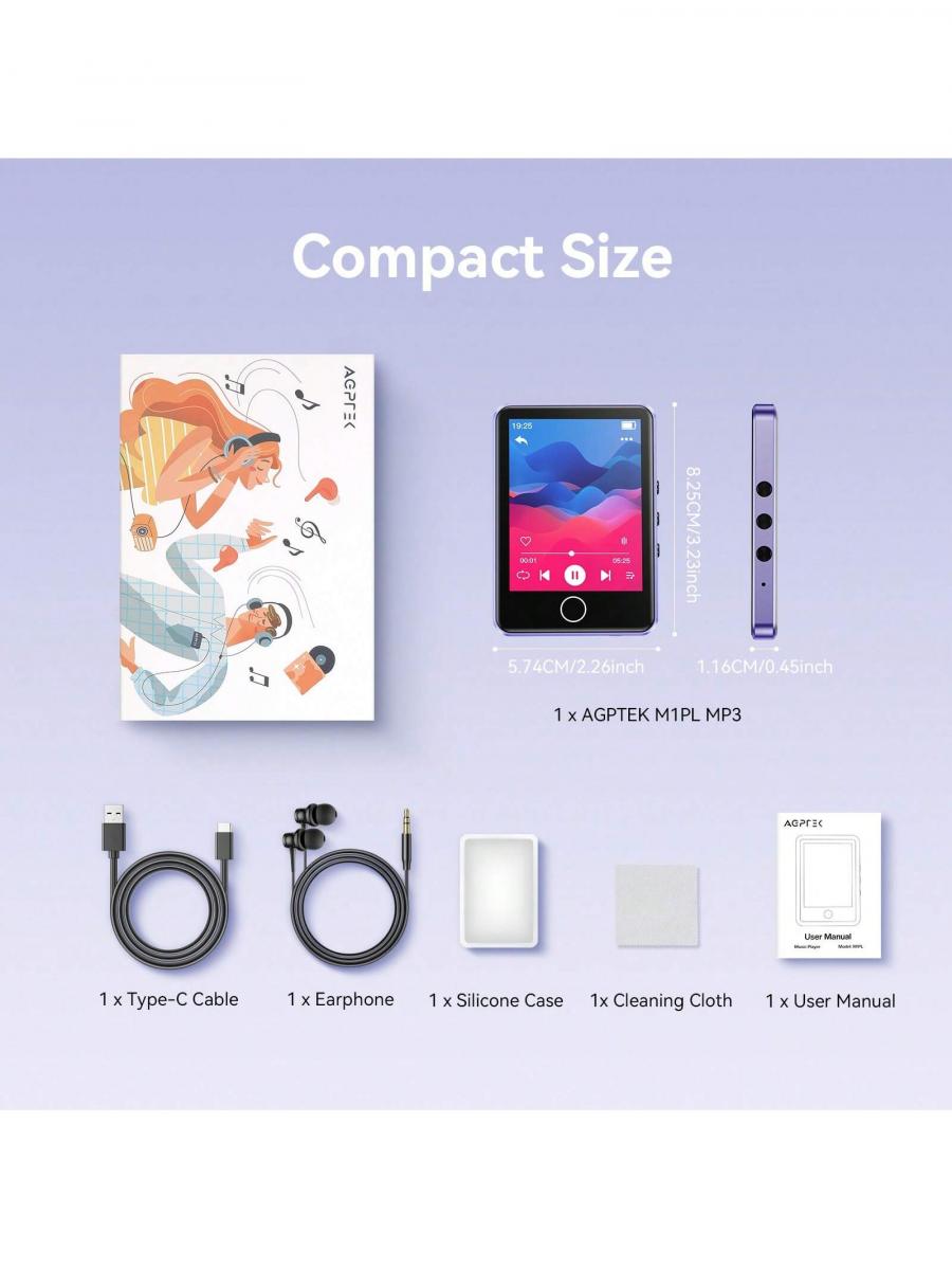 64GB Bluetooth MP3 Player AGPTEK M1 Full Touch Screen Portable Music Player
