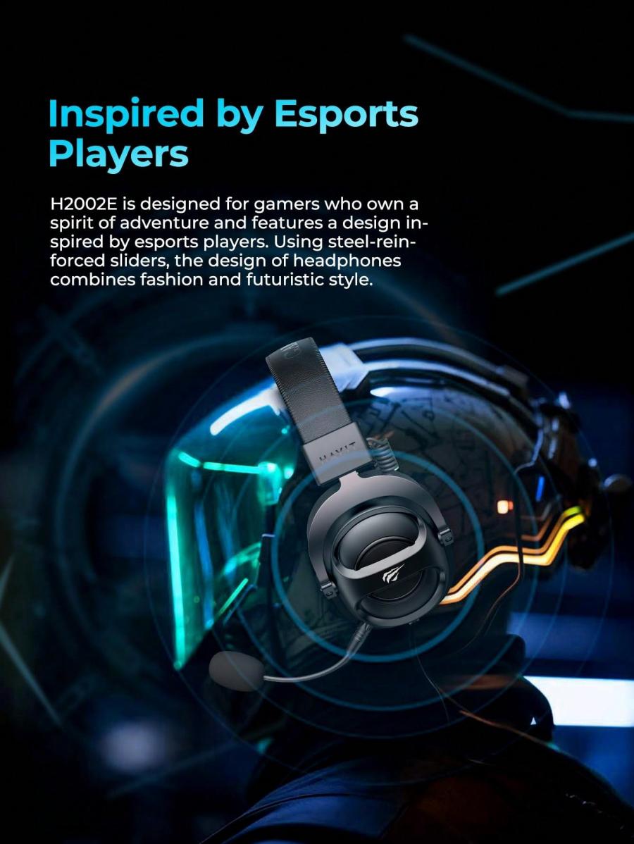 HAVIT H2002E Adjustable Wired Gaming Headset with Detachable Mic