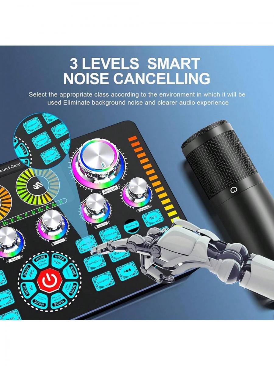 Professional Audio Mixer Bluetooth Sound Card XLR Interface 48V Power