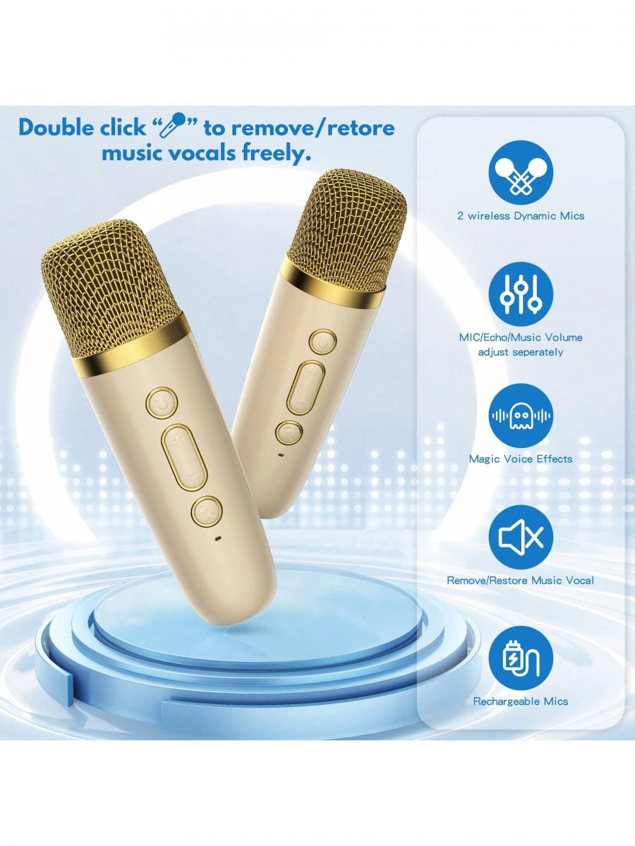 JYX Portable Karaoke Machine Bluetooth Speaker with 2 Microphones