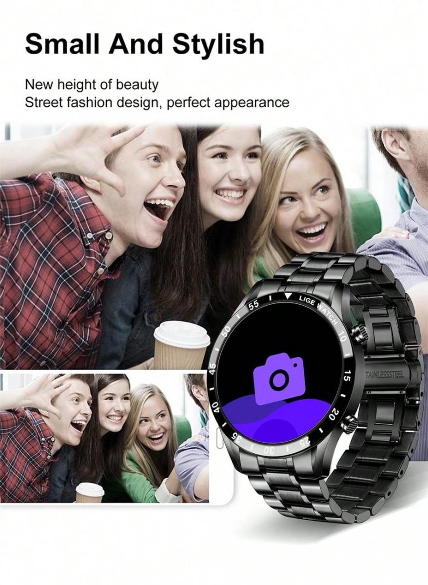 LIGE Luxury Smart Watch Men Fitness Tracker Steel Band Heart Rate Monitor