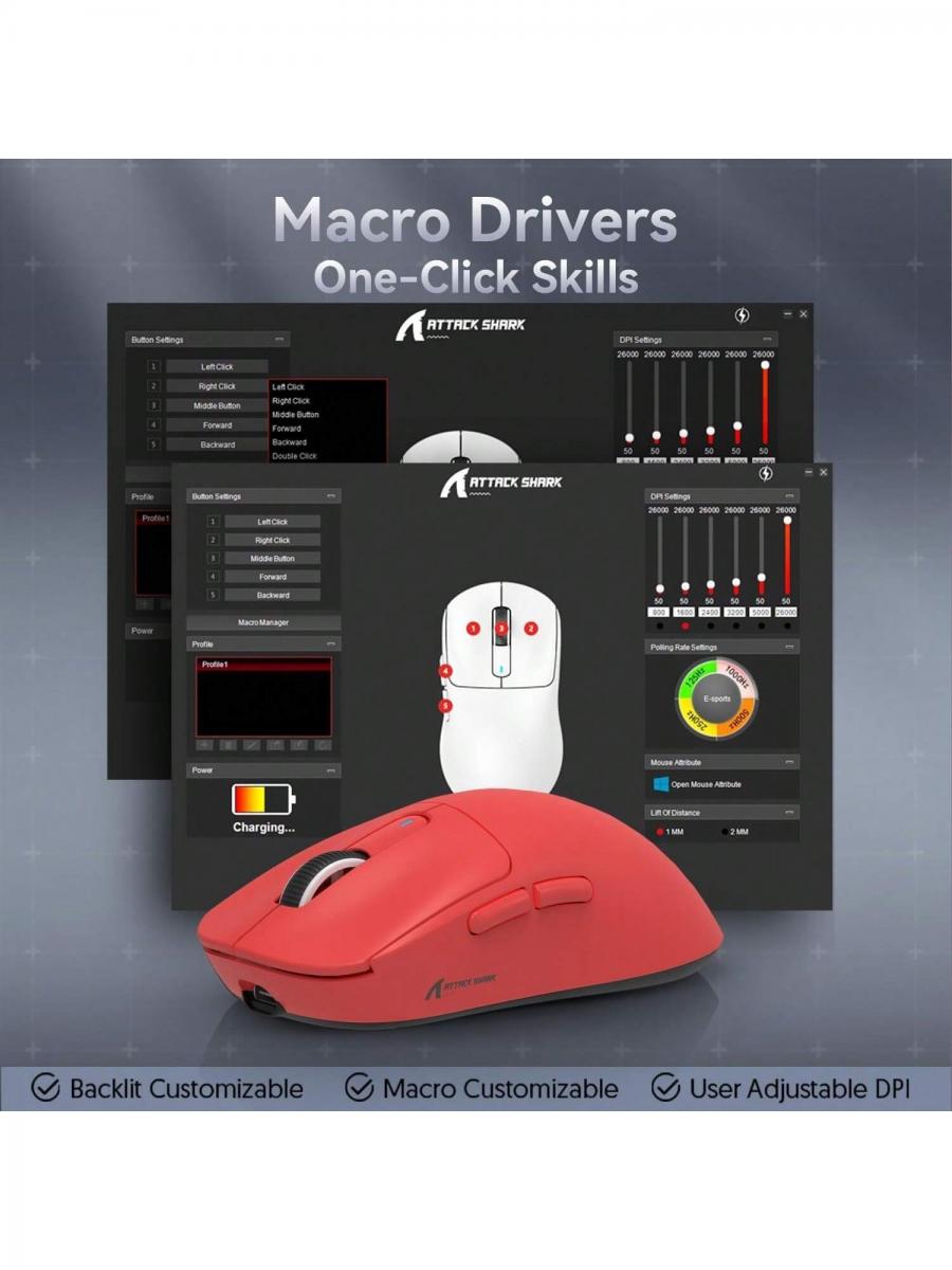 Attack Shark X3 Superlight Wireless Gaming Mouse Ultralight Ergonomic
