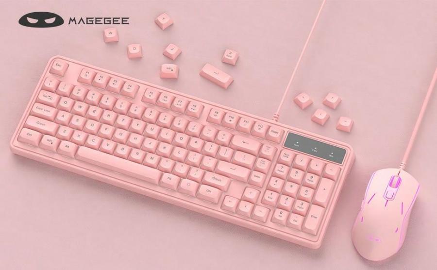 MageGee GK980 Pink RGB Gaming Keyboard Mouse Combo for PC Laptop