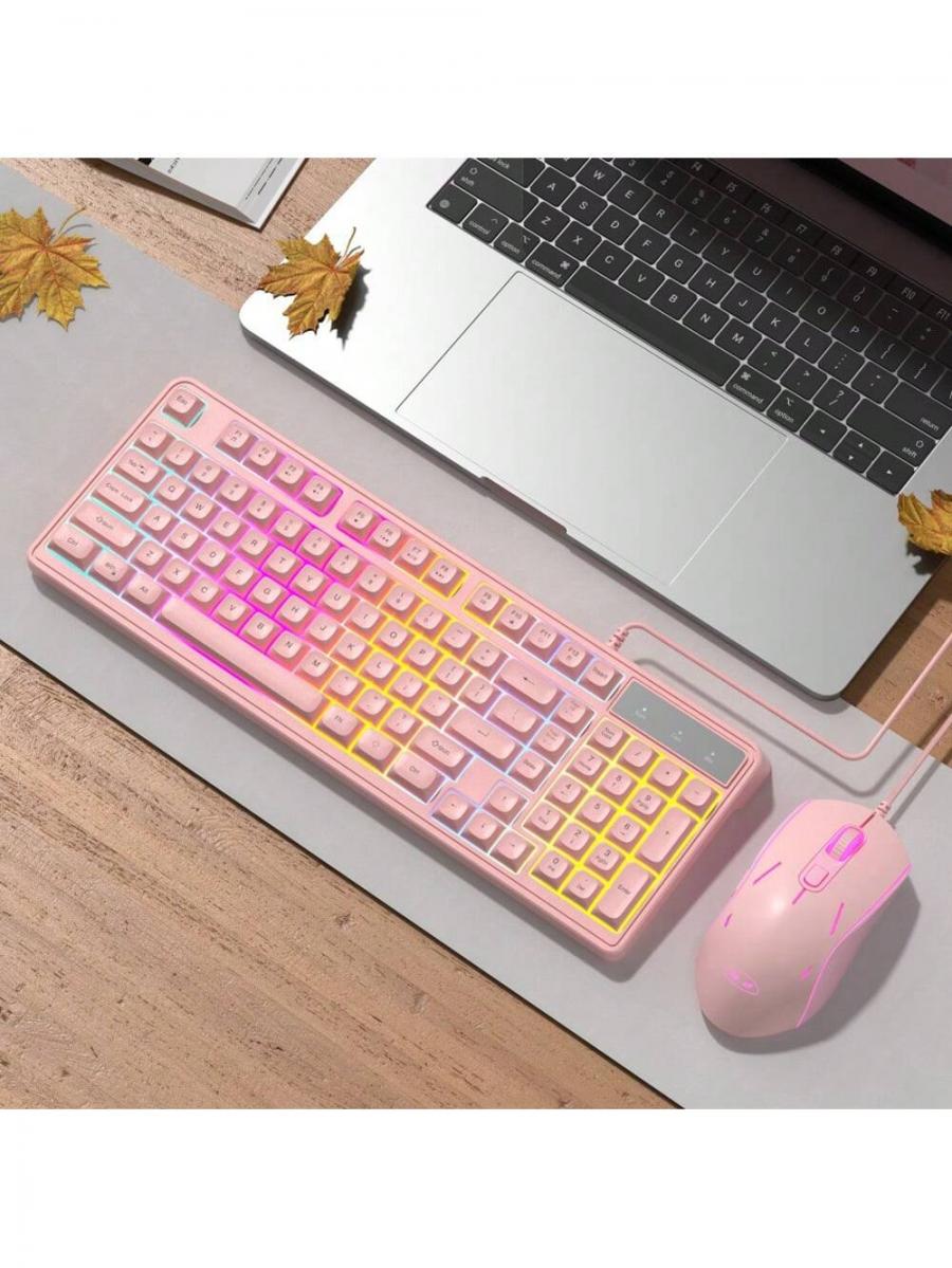 MageGee GK980 Pink RGB Gaming Keyboard Mouse Combo for PC Laptop