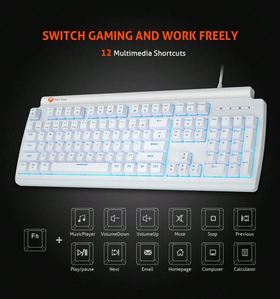 MK600 Mechanical Keyboard Full Size Ice Blue Light Macro Support