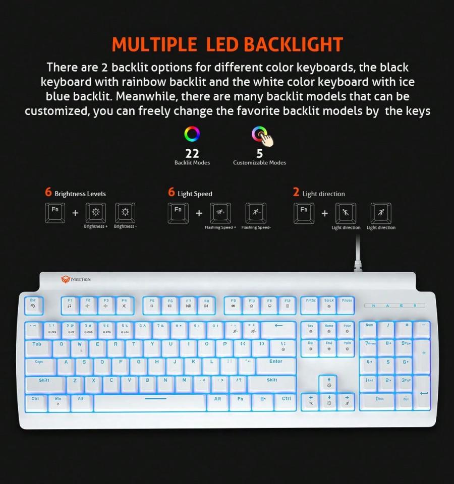 MK600 Mechanical Keyboard Full Size Ice Blue Light Macro Support
