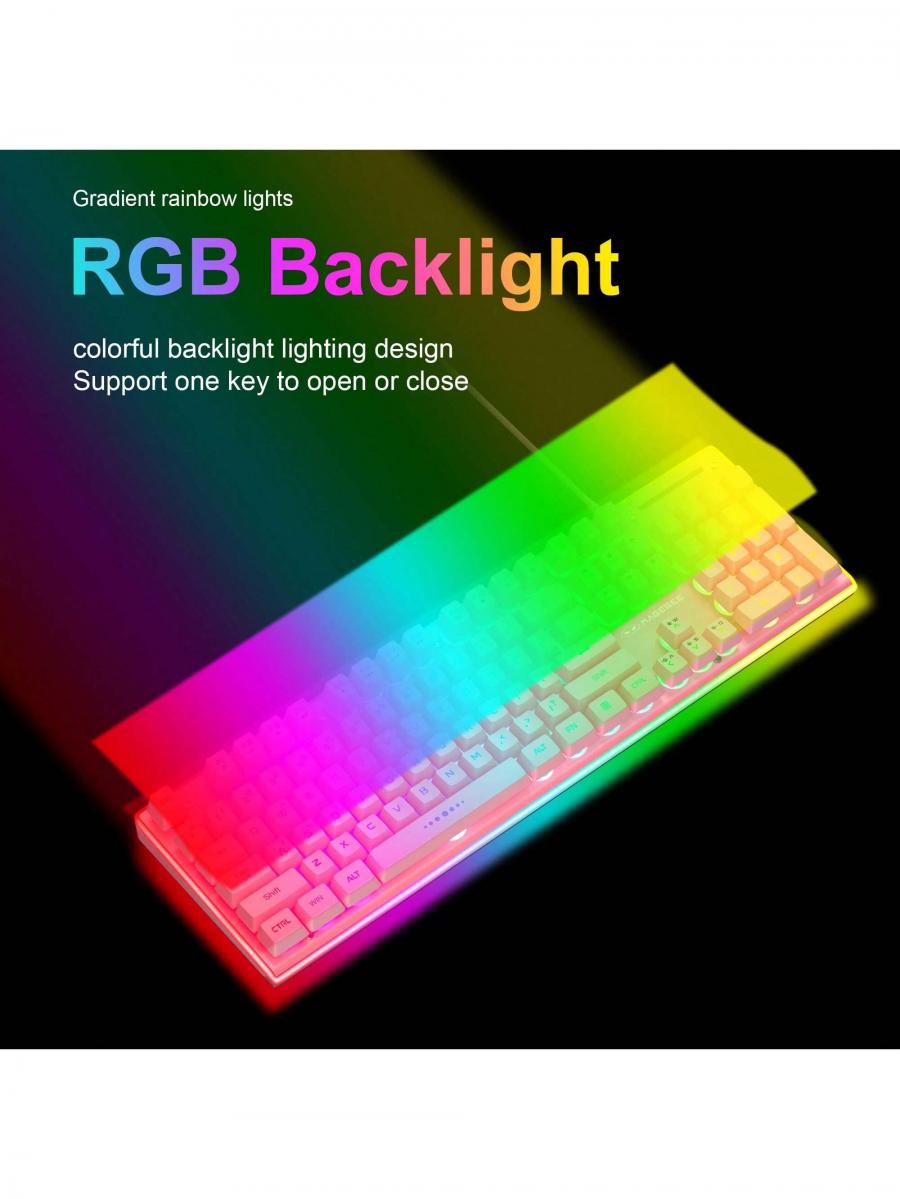 MageGee Pink RGB Gaming Keyboard and Mouse Combo for PC
