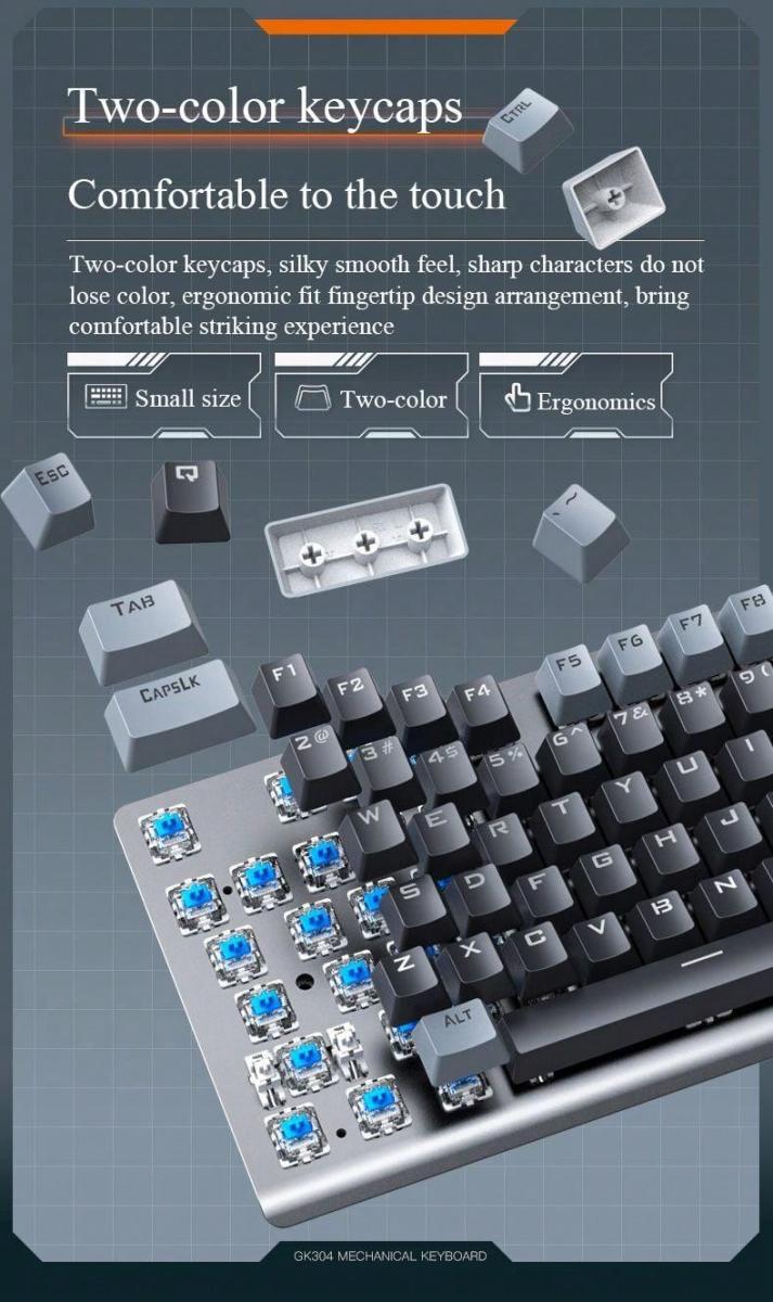 Проводная игровая клавиатура Lenovo GK304 с 87 клавишами и радужной светодиодной подсветкой