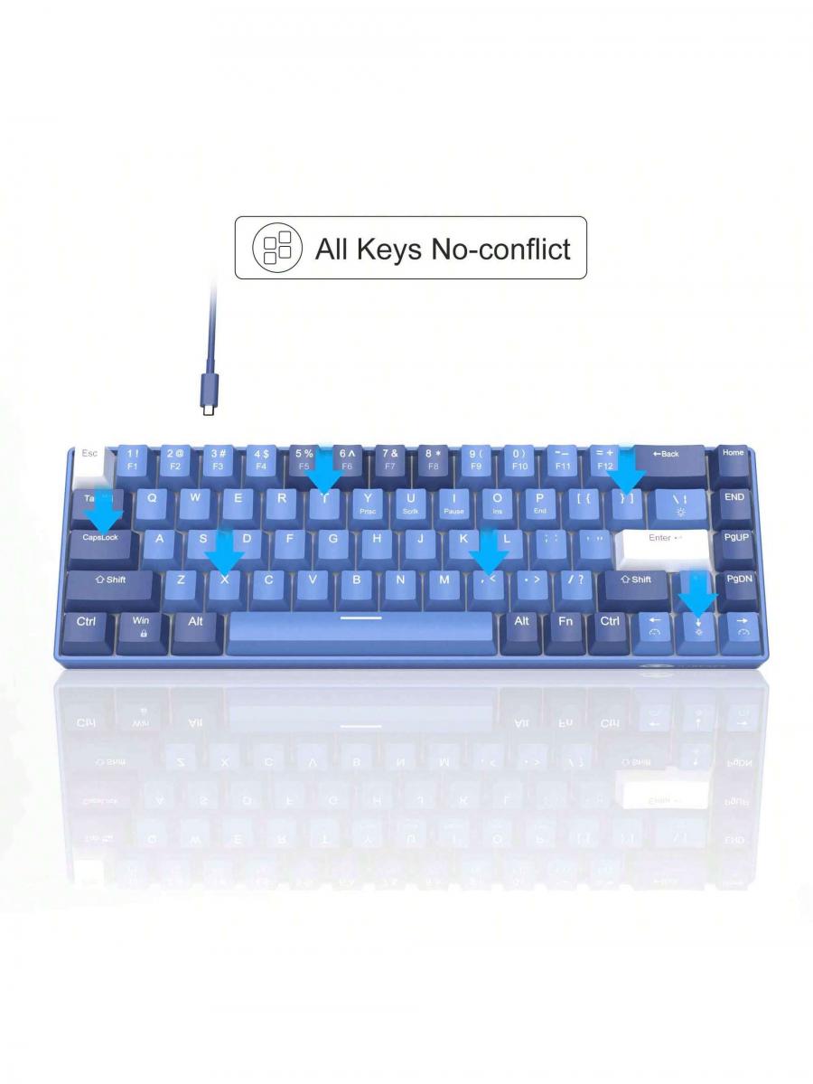 MageGee 68 Keys RGB Mechanical Gaming Keyboard Hot Swappable White Switches